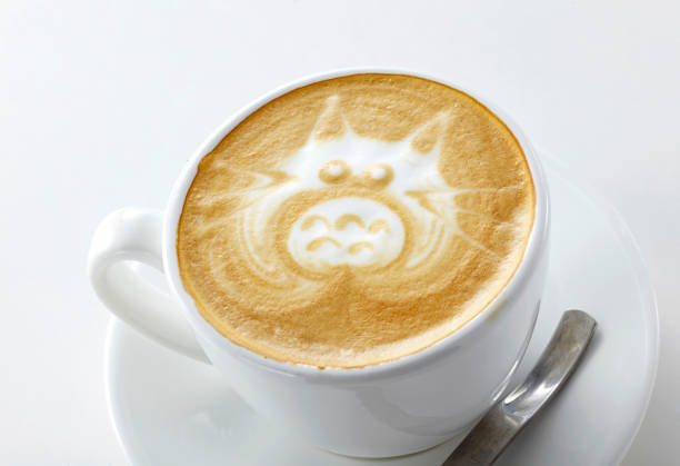 Delicious hot coffee drink over white background