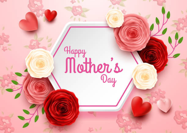 istock Happy Mother's Day with rose flowers and hearts 1087389926