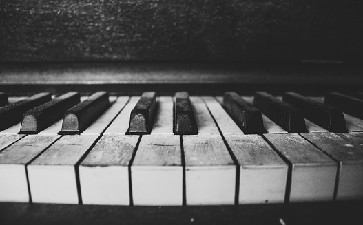 Old, rustic piano keys