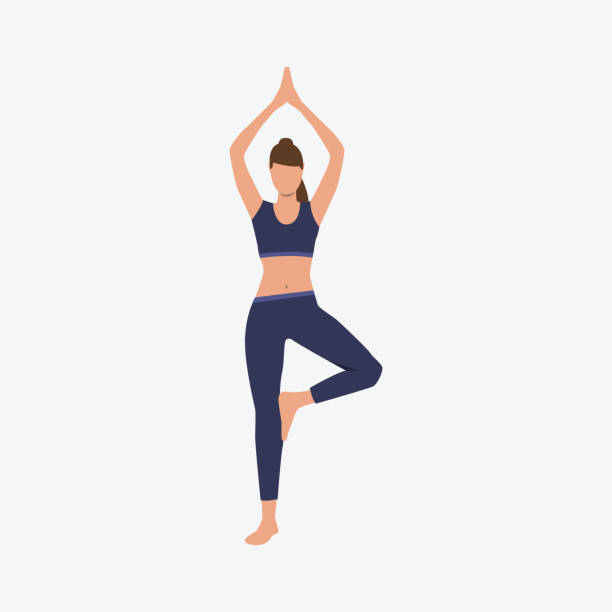 Woman Standing In Yoga Position Stock Illustration - Download