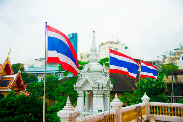 istock Thai flag in Bangkok, Thailand 1087411970