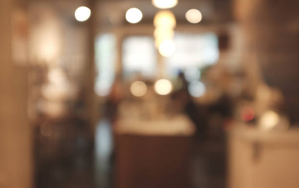 istock Coffee shop - cafe blurred background with bokeh image - Image