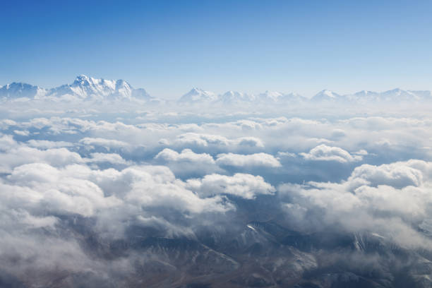 tianshan mountains scenery in air on the cloud, tianshan mountains scenery in air above cloud stock pictures, royalty-free photos & images