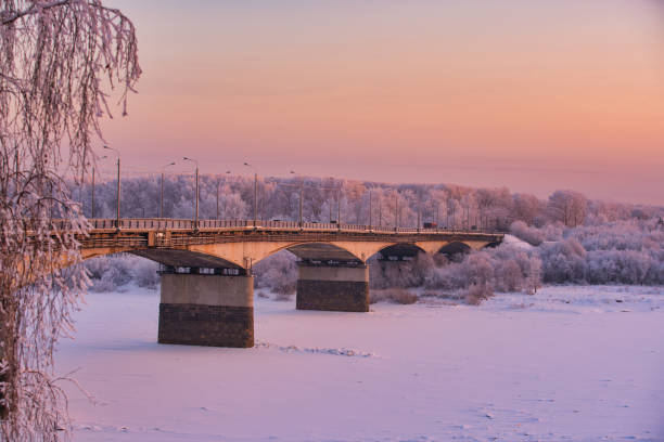 istock Beautiful Russian winter landscape shot at sunset 1087429498