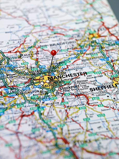 mapa de manchester - grande manchester - fotografias e filmes do acervo