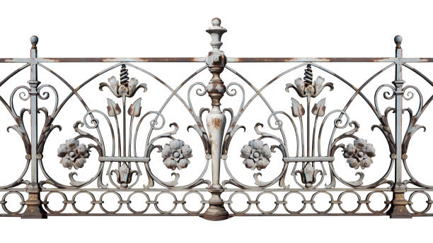 Vintage Cast Iron Fence Isolated On White Background