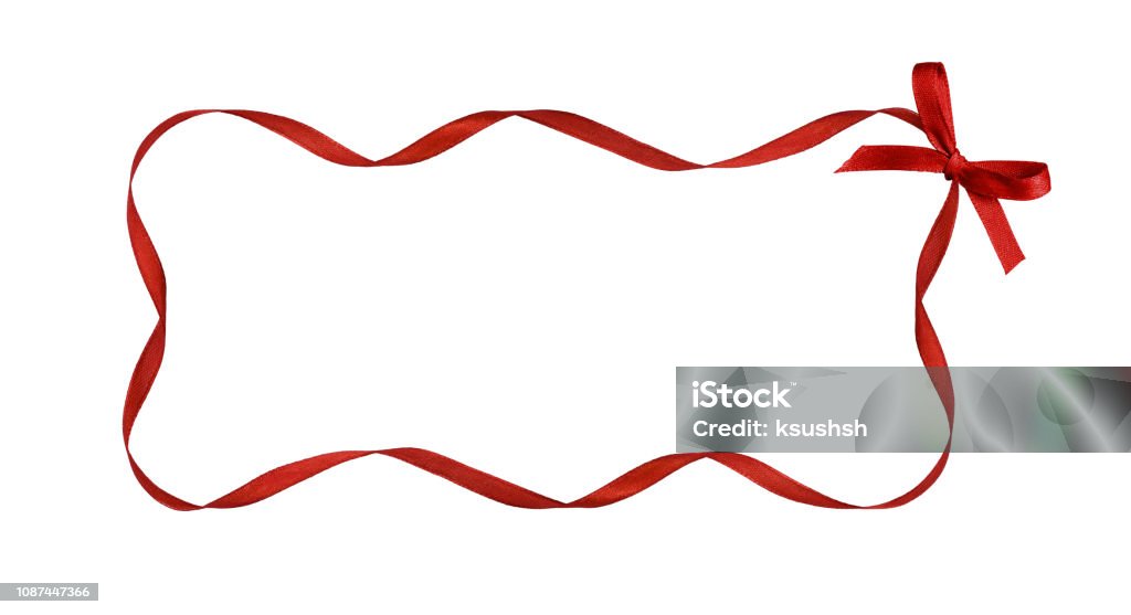 Twisted Red Satin Ribbon In A Frame With Small Bow Stock Photo - Download  Image Now - Ribbon - Sewing Item, Border - Frame, Tied Bow - iStock