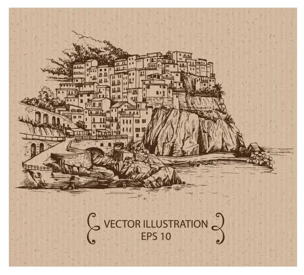 Vector illustration of Cinque Terre, 16