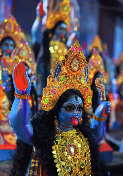 Idols Of Hindu Goddess Kali For Sale In The Market The Day Before Kali Puja  In Kalighat Kolkata Stock Photo - Download Image Now - iStock