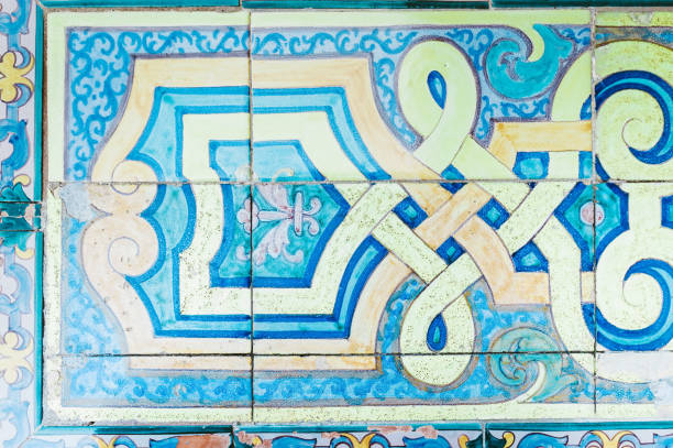 istock Great for textures Andalusia style wall Azulejos tiles background 1087460200