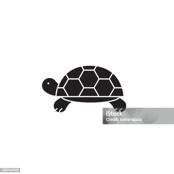 Turtle Black Vector Concept Icon Turtle Flat Illustration Sign Stock Illustration - Download Image Now