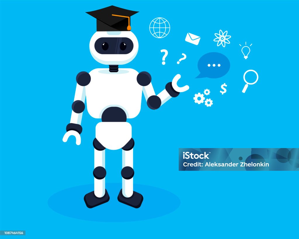 Robot Learns New Infomation Machine Learning Illustration Conceptrobots ...