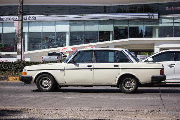 Chiangmai, Thailand - December 24 2018: Private car, Volvo  240GLT. Photo at road no 121 about 8 km from downtown Chiangmai, thailand.