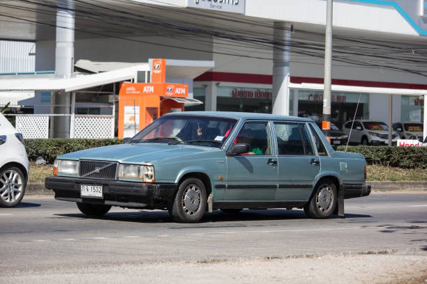 Private car, Volvo 740GL Chiangmai, Thailand - December 24 2018: Private car, Volvo  740GL. Photo at road no 121 about 8 km from downtown Chiangmai, thailand. volvo 740 stock pictures, royalty-free photos & images