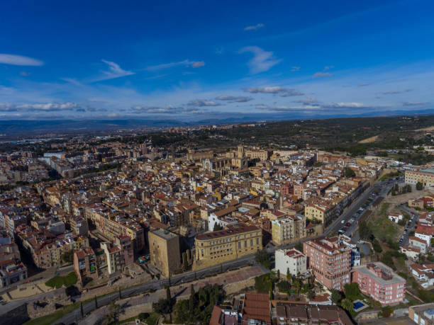 Panoramic aerial view of Tarragona, Catalonia, Spain stock photo