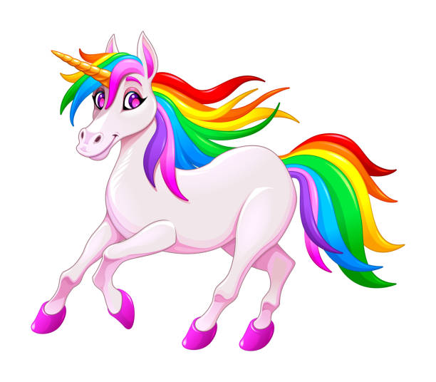Cute rainbow unicorn vector art illustration