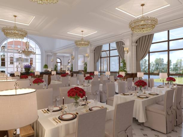 istock Classic Interior of a hotel restaurant. 1087477472