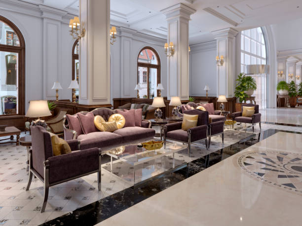istock Luxury victorian style hotel lobby interior look 1087478134