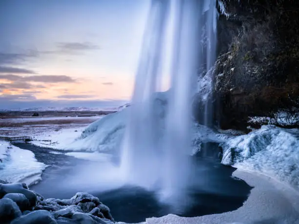Behind the Waterfall in the Winter