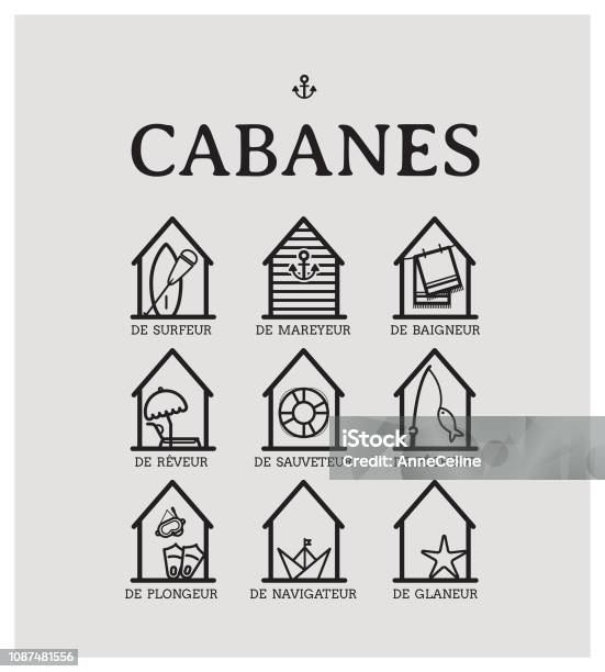 Beach Cabin Stock Illustration - Download Image Now - Beach Hut, Vector, Beach