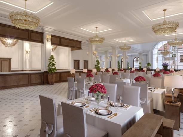 istock Modern restaurant interior, part of a hotel. 1087481680
