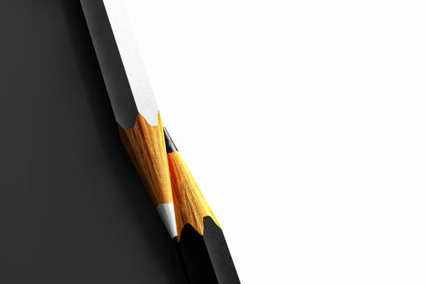 White and black pencils on a black and white background