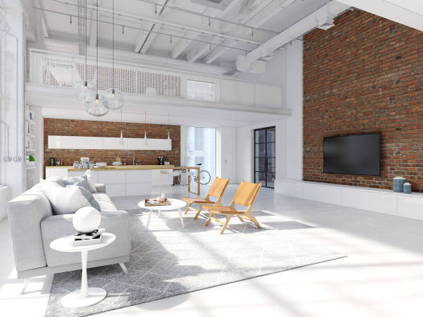 istock new modern city loft apartment. 3d rendering 1087482160