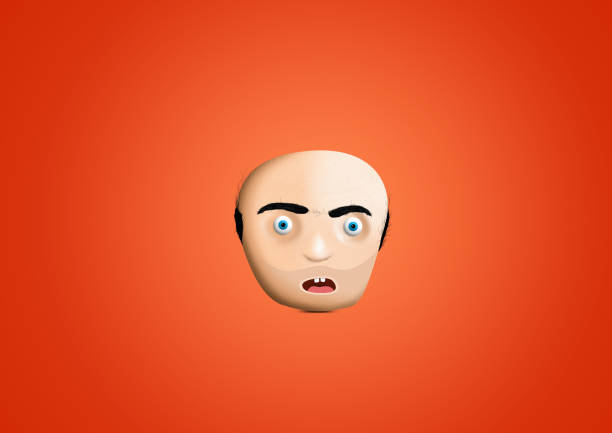 istock Surprised Angry Scary Character Man Head Face On Red Background Illustration 1087484634