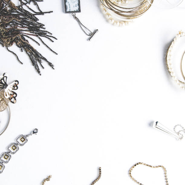 istock Women's jewelry on white background 1087486948