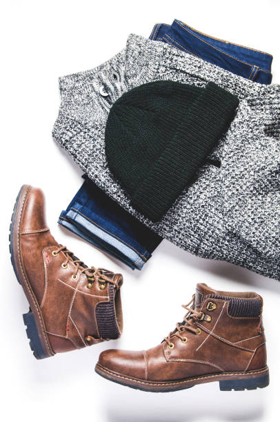 istock Men's winter clothes on a white background 1087487064