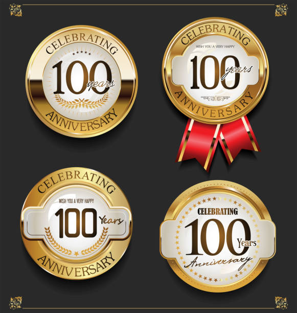 istock Collection of Elegant golden anniversary background 1087487262