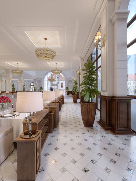 istock Modern restaurant interior, part of a hotel. 1087487616