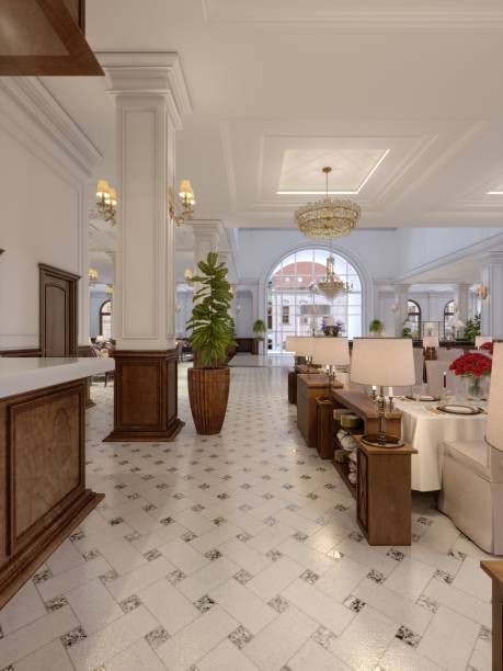 istock Modern restaurant interior, part of a hotel. 1087488764