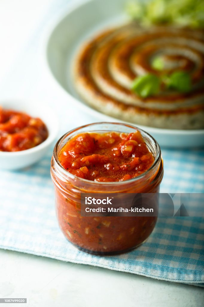 Tomato sauce Homemade tomato sauce Relish Stock Photo