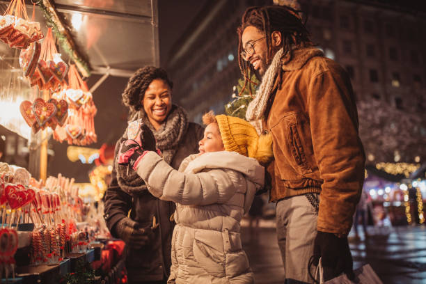 Family in holiday shopping