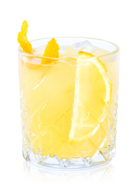 istock Glass of cocktail with reflection isolated on white 1087506866
