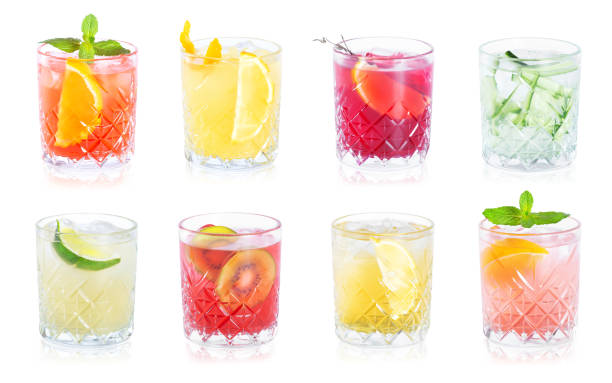 istock Set of different alcoholic cocktails isolated on white bachground 1087507900