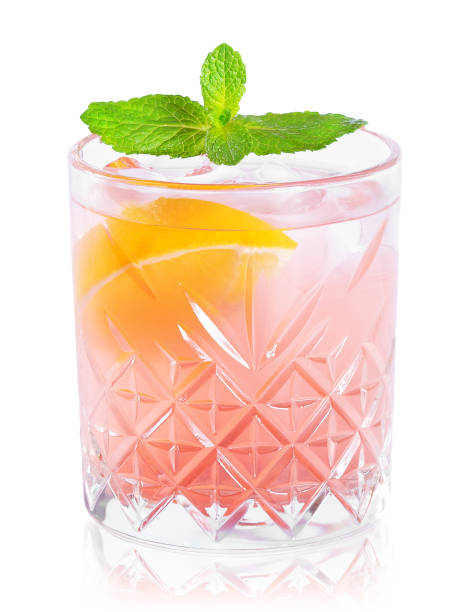 istock Glass of cocktail with reflection isolated on white 1087507956
