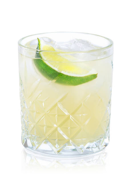 istock Glass of cocktail with reflection isolated on white 1087507970