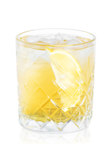 istock Glass of cocktail with reflection isolated on white 1087508104