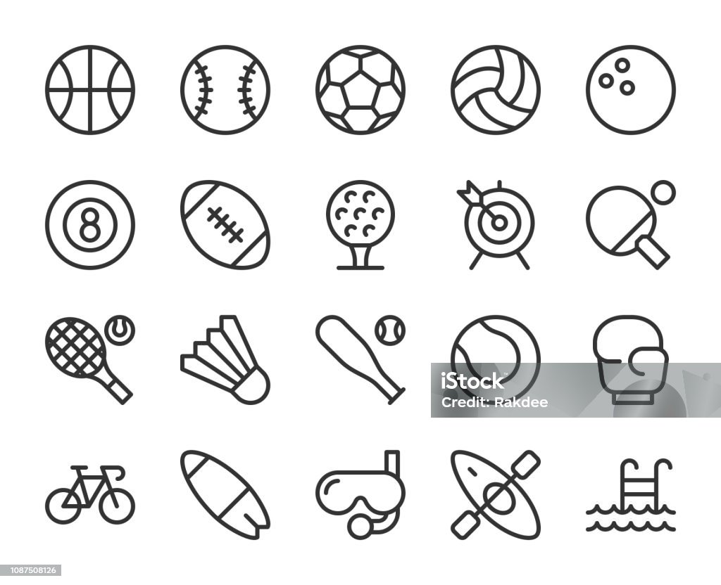 Sport - Line Icons Sport Line Icons Vector EPS File. Icon Symbol stock vector