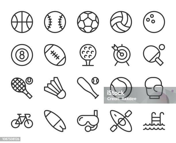 Sport Line Icons Stock Illustration - Download Image Now - Icon Symbol, Sports Ball, Sport