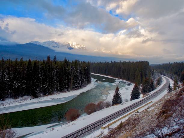 istock Rocky Mountain Winter Railroad 1087509478