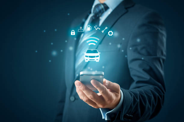 istock Intelligent car smart phone app concept 1087513922