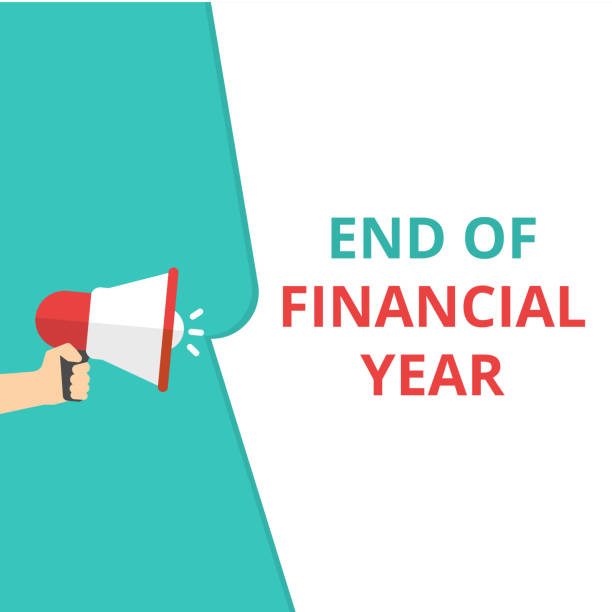 notatka do pisania przedstawiająca koniec roku finansowego. - finance business data tax stock illustrations