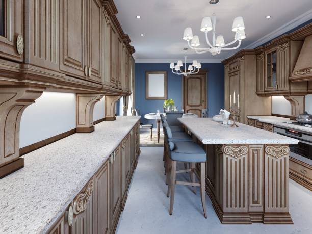 istock Kitchen in luxury home with wood cabinetry 1087526554