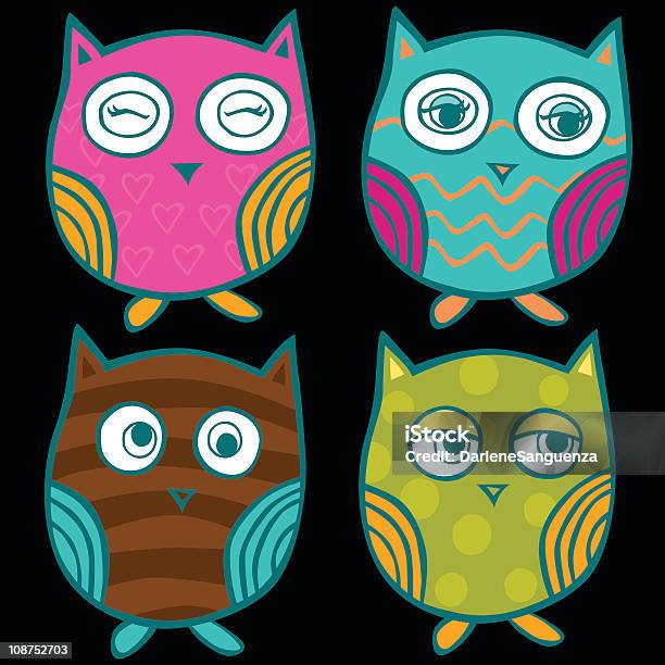 Cute And Colorful Owls Stock Illustration - Download Image Now - Animal, Animal Family, Animal Markings