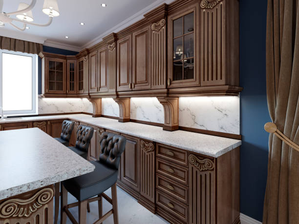 istock Kitchen in luxury home with wood cabinetry 1087528810