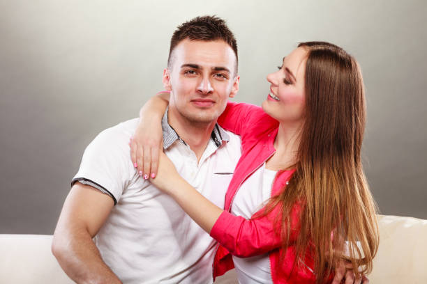 istock Happy smiling young couple hugging. Love. 1087529378