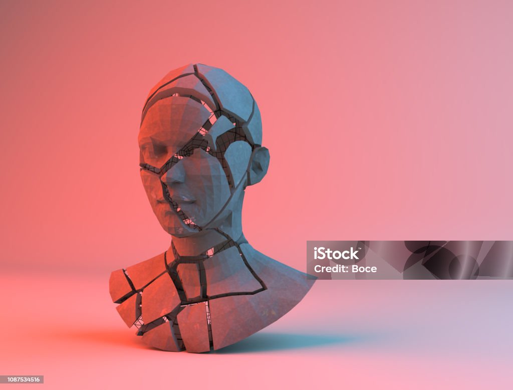 Broken alabaster head Broken Stock Photo